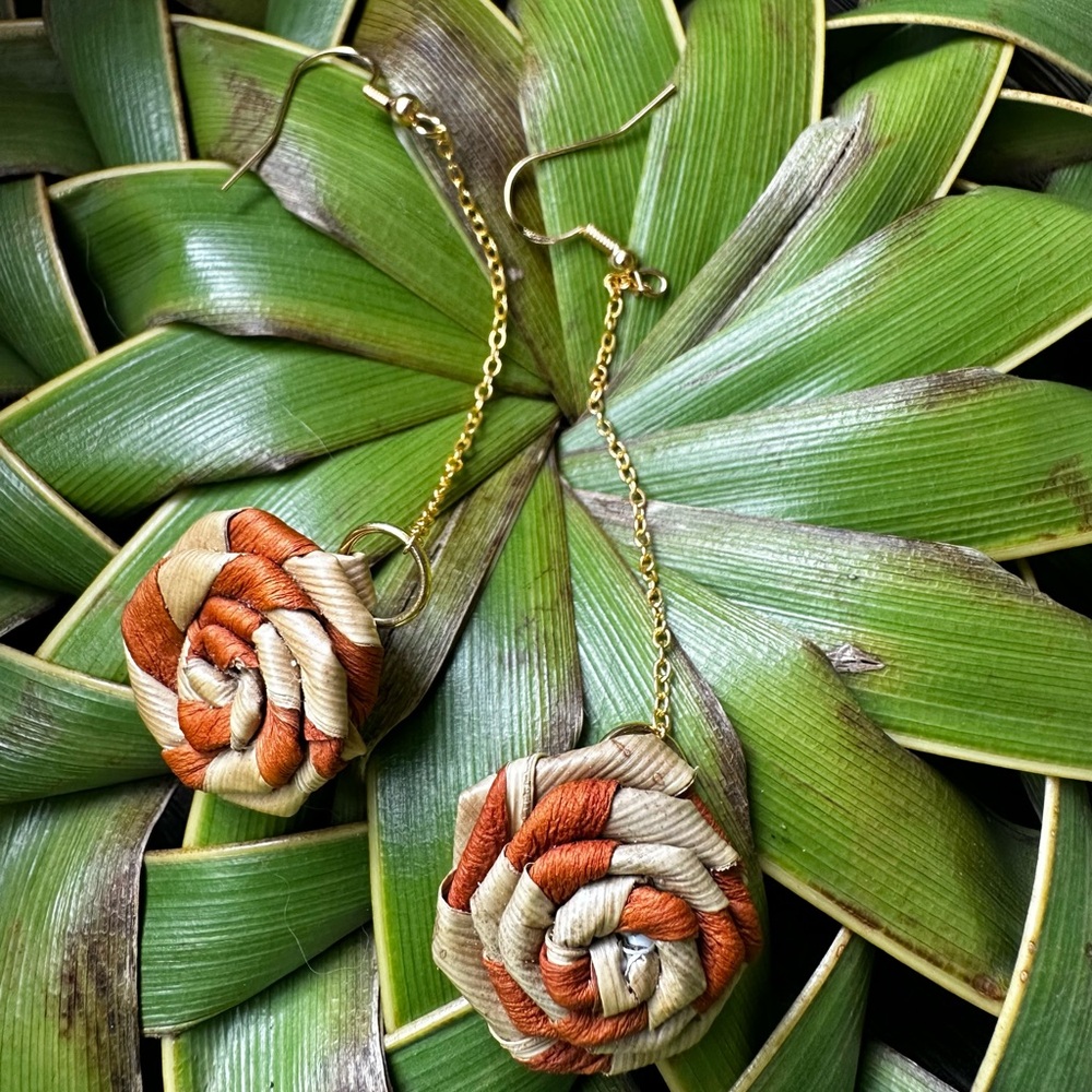 Lauhala Flower Earring